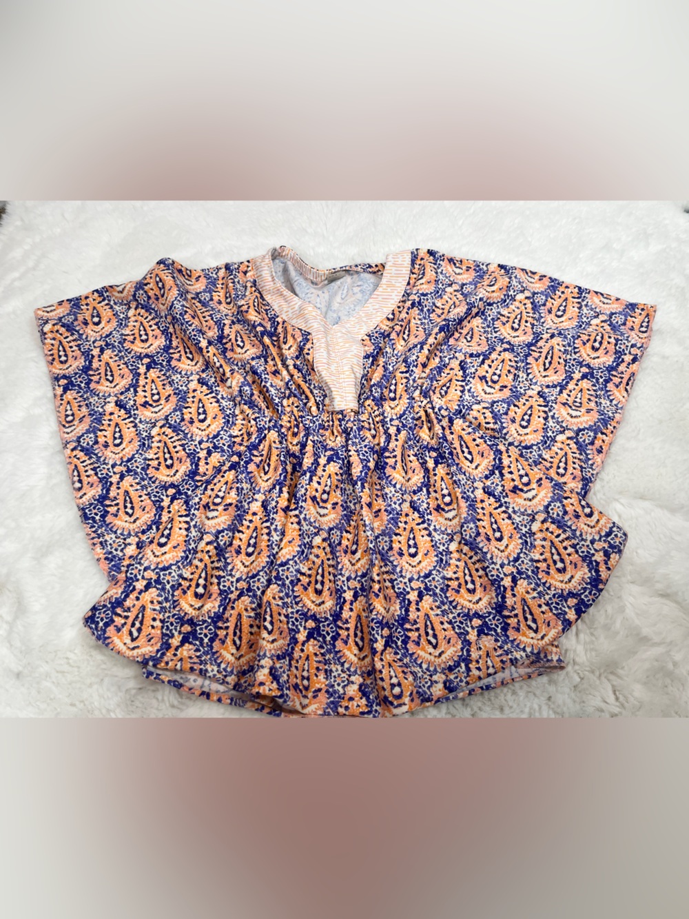 Cabana Life Tunic Swimsuit Cover Up Paisley Print Blue & Coral Girls Size 2T